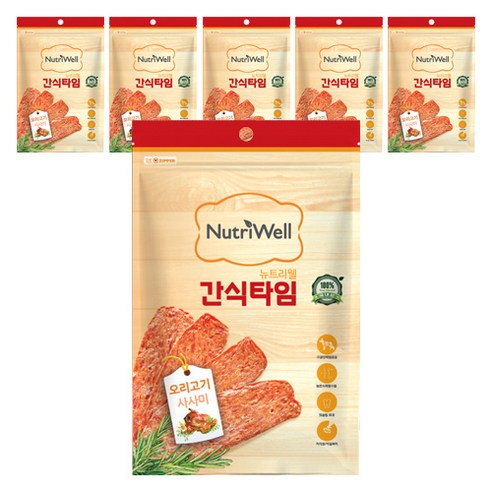 뉴트리웰 간식타임 강아지 육포, 오리고기사사미, 6개
