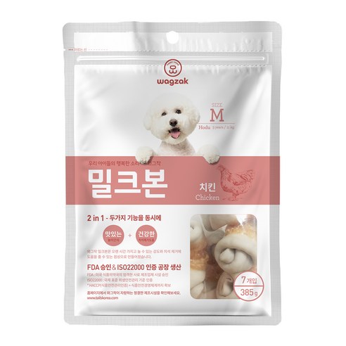 와그작 밀크본 덴탈껌 M 7p, 치킨, 1개