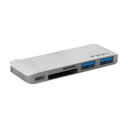 아이논 USB 3.0 C타입 5in1 멀티허브 맥북 IN-UH410C, 실버, 5개