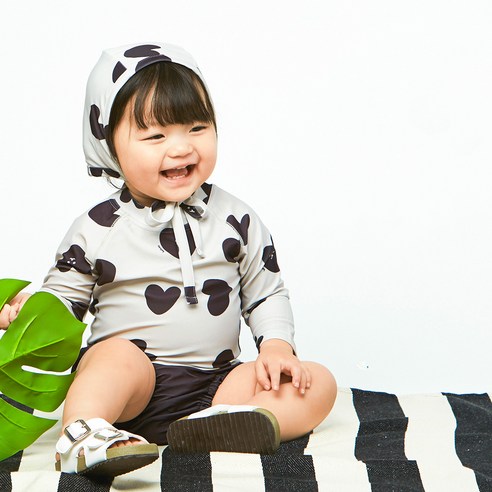 베이비앙 유아용 하트차콜 수영복 L + 팬티형 수영장 기저귀 L (12~15kg) 세트