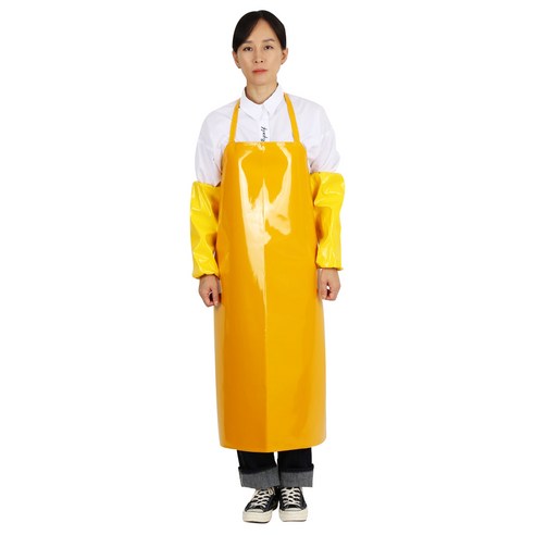 팀쿡 양면 방수 7부 앞치마 90 x 100 cm, 노랑, 1개