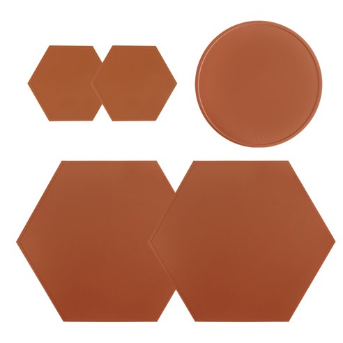 에이드엘 헥사곤 실리콘 테이블웨어 2인세트, 메이플, 395 x 343 mm