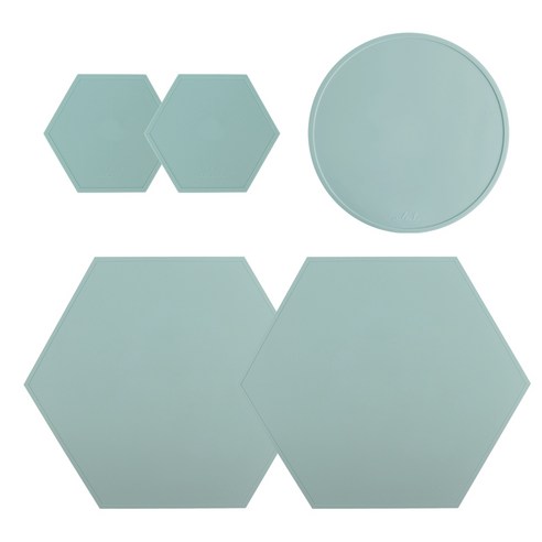 에이드엘 헥사곤 실리콘 테이블웨어 2인세트, 민트, 395 x 343 mm