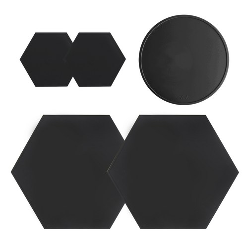 에이드엘 헥사곤 실리콘 테이블웨어 2인세트, 블랙, 395 x 343 mm