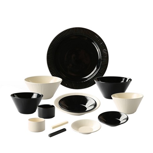 아토 2인조 홈세트 13p, 밀크+코발트, 공기 2p + 대접 2p + 찬기 소 2p +찬기 중 + 찬기 대 + 원형7인치 접시 + 소스볼 2p + 수저받침 2p