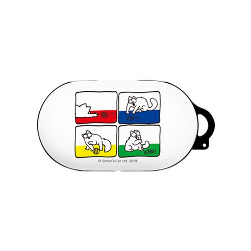 사이먼스캣 블루 버즈 이어폰 케이스, 컬러카툰
