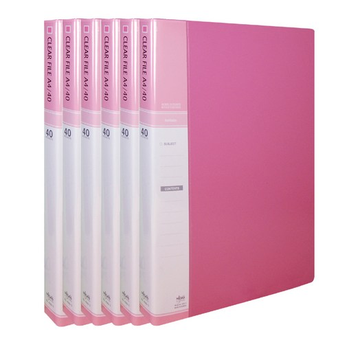클리어화일 인덱스 A4 40매, 분홍색, 6개 바인더/파일