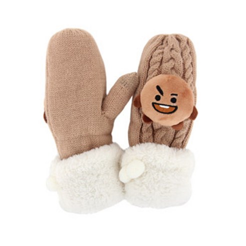 BT21 캐릭터 꽈배기 주니어 엄지니트장갑 IGBTG30001