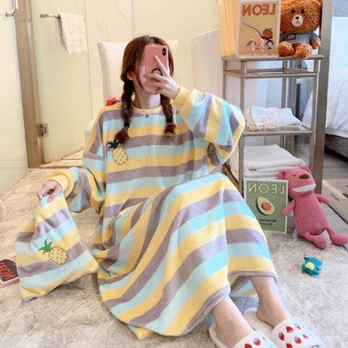 세컨핑크 오버핏 박시원피스 수면 잠옷 주머니 셋트 산후조리용 산모잠옷