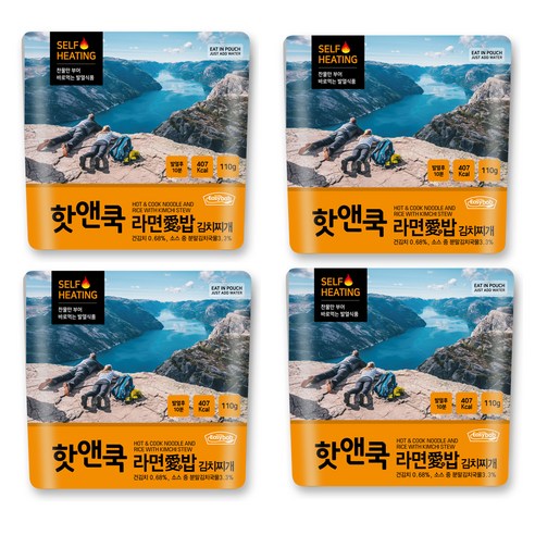 이지밥 핫앤쿡 라면애밥 김치찌개, 110g, 4개