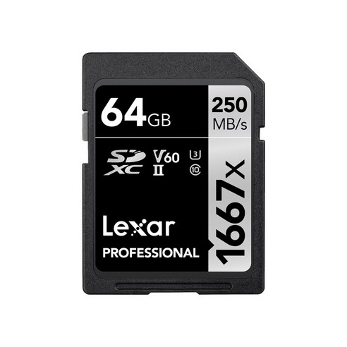 렉사 메모리 카드 SD 캐논 소니 니콘 카메라 1667배속 V60, 64GB