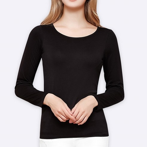 마른파이브 여성용 모달 노브라 캡내장 긴팔 티셔츠