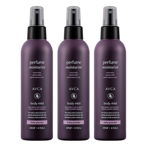 아브카 퍼퓸 대용량 바디 미스트 베이비파우더향, 200ml, 3개