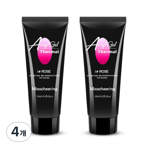 스위스녹스 셀프 네일 인조 손톱 연장 재료 온도 열 반응 폴리젤 15ml, 로즈, 4개