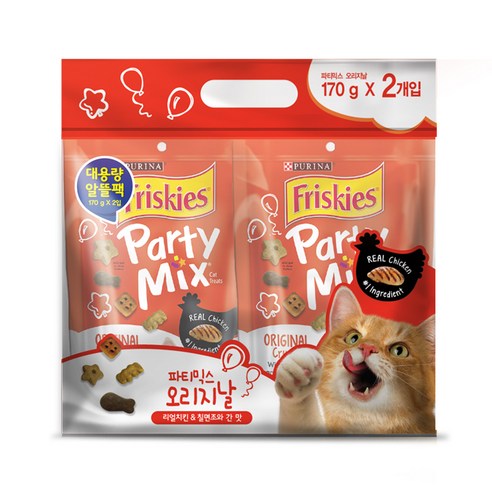 프리스키 파티믹스 고양이간식 멀티팩 치킨 170g, 오리지날(치킨 + 칠면조혼합맛), 2개