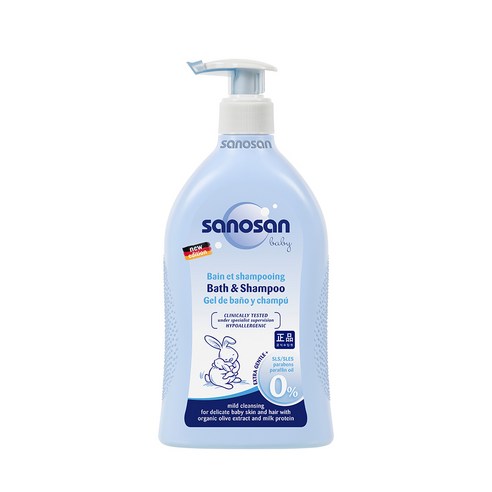 사노산 바스앤샴푸 유아 올인원클렌저 베이비파우더향, 400ml, 1개