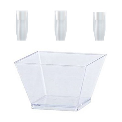 쓱싹 플라스틱 다회용 사각 디저트 컵 6 x 5 cm, 20개입, 3개