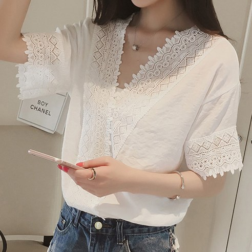 지에르 펀칭 레이스 블라우스 WSHI9822