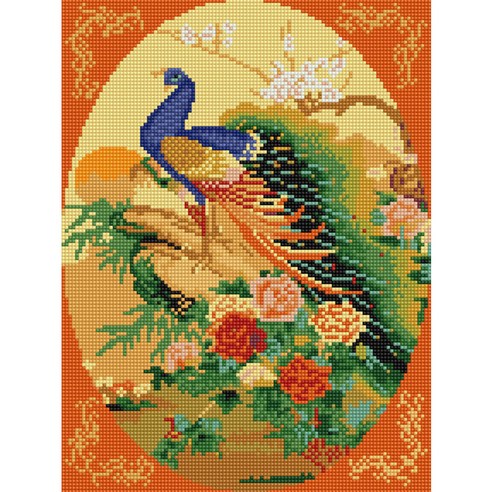 아트조이 DIY 보석십자수 캔버스형 30 x 40 cm, 부귀 공작, 1개