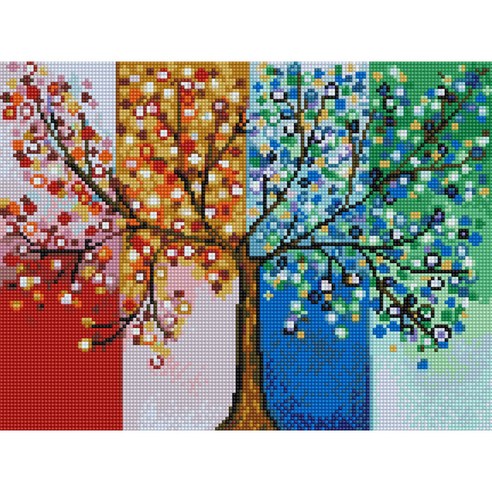 아트조이 DIY 보석십자수 캔버스형 30 x 40 cm, 사계나무, 1개