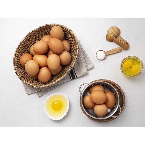 자유롭게 자란 닭이 낳은 탱글탱글한 신선한 계란