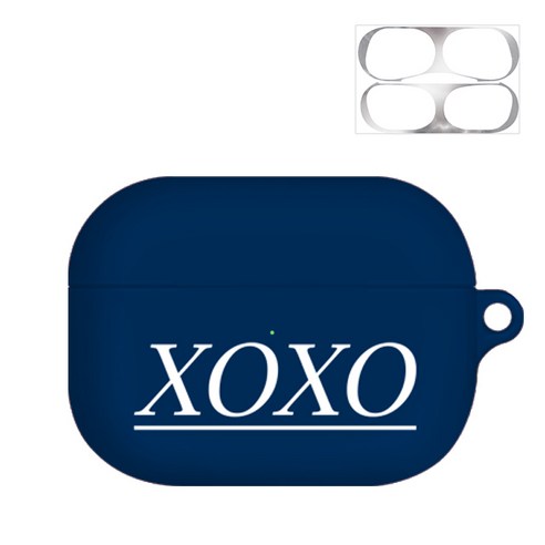바니몽 엑스오 실리콘 에어팟프로 케이스 + 철가루 방지 스티커, 단일상품, 엑스네이비