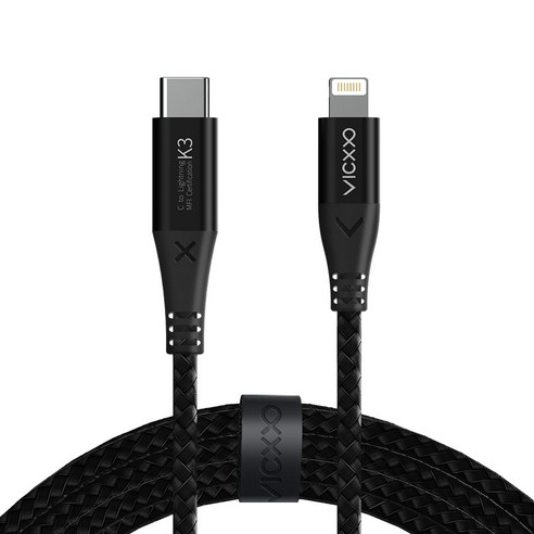 빅쏘 KAEIZ K3 아이폰 MFi USB C to 라이트닝 8핀 PD 고속 충전 케이블, 블랙, 1개, 200cm
