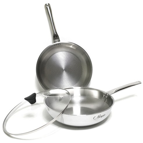 키친아트 네스피아 통5중 엠보스텐 후라이팬 세트 3p, 단일색상, 후라이팬 28cm + 궁중팬 28cm + 유리커버