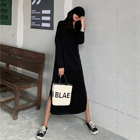 유니제이 여리 후드 롱 원피스