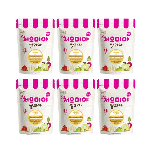 쌀과자마을 처으미야 떡뻥 과자, 배, 6개, 40g