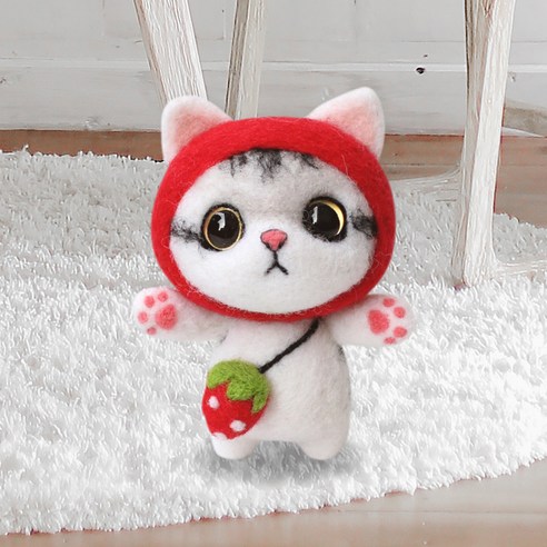 젊은이마켓 DIY 냥이 양모 니들 펠트 세트, 1세트, 망토