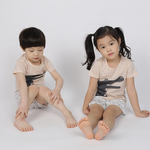 올챙이 아동용 크로커다일 5부 반팔 여름 실내복 상하세트