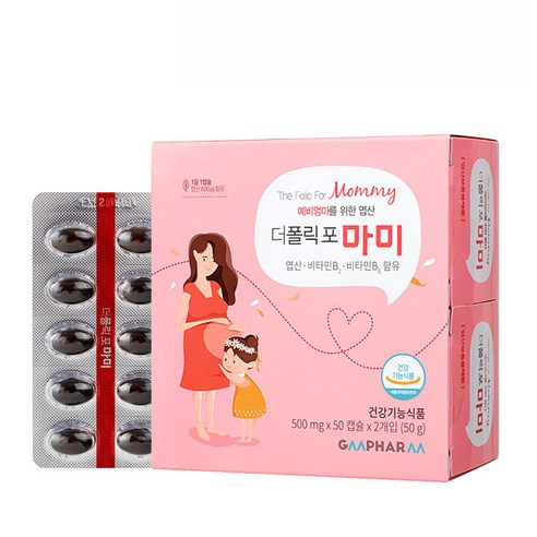 제목: 지엠팜 더폴릭포 마미 엽산 비타민 영양제, 50정 x 2팩 임산부 건강식품
