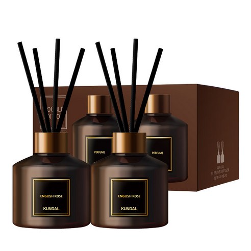 쿤달 퍼퓸 디퓨저 200ml 2개 + 섬유스틱 10개 세트, 1세트, 잉글리시로즈향