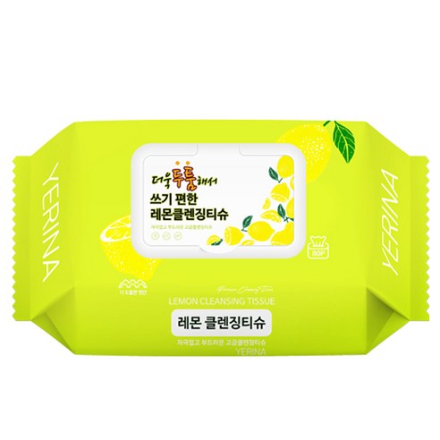 예리나 레몬 클렌징 티슈 408g, 80매입, 1개
