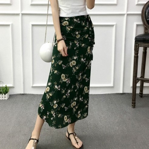 플라워 롱 랩스커트 CSK1002