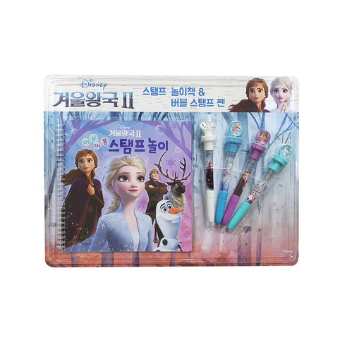 디즈니 겨울왕국 2 스탬프 놀이책 + 버블 스탬프 펜 프리미엄 문구세트, 혼합색상, 1개