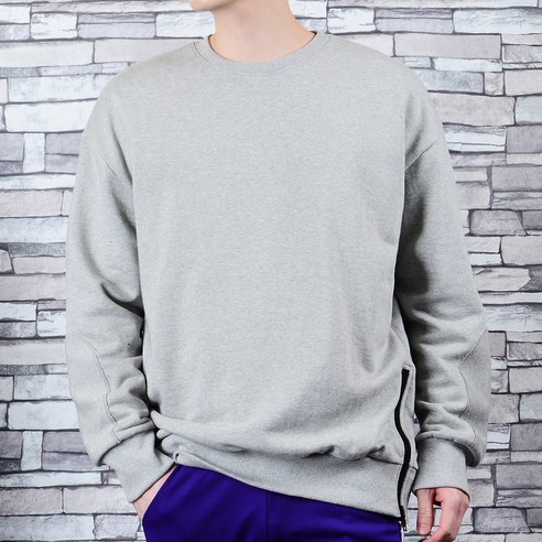 타운클로 지퍼 패치 오버핏 맨투맨
