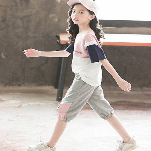 엔젤아이 여아용 코니 스타일 7부 바지세트 150, 사이즈, 혼합색상, 색상 섬네일