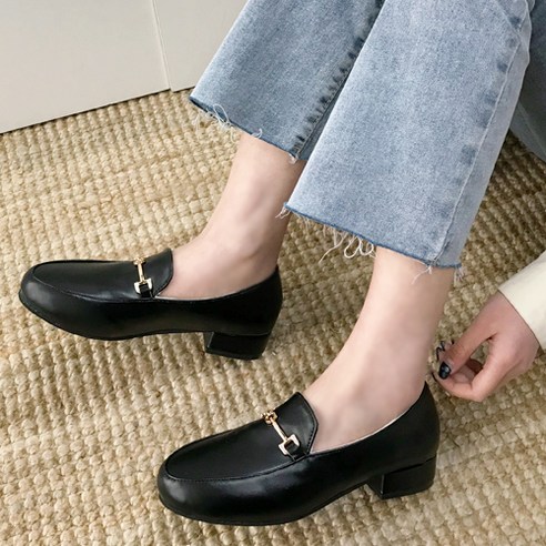 여성용 키높이 가죽 체인로퍼 3cm
