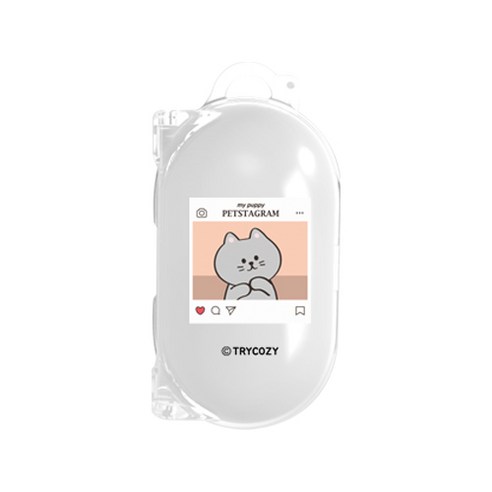 트라이코지 디자인 펫스타그램 갤럭시버즈 / 플러스 호환 클리어 투명 케이스 + 고리, 샴