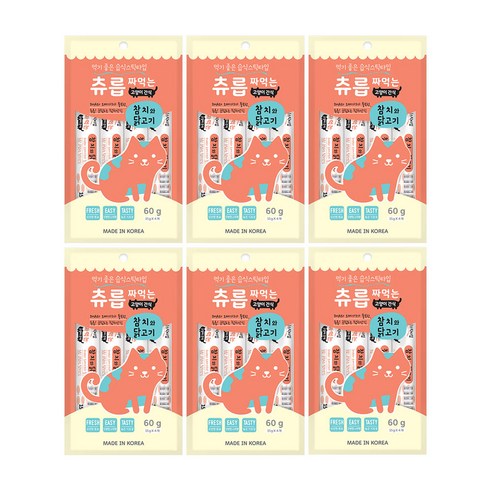 츄릅 짜먹는 고양이간식 스틱형 60g, 참치 + 닭고기 혼합맛, 6개