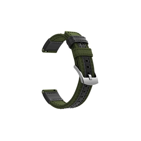 비쉐르갤럭시 액티브 1/2/워치3 20mm 미니멀 빈티지 패브릭 밴드 스트랩 (40/41/42mm 호환 가능), 버클(실버), 스트랩(카키), 1세트