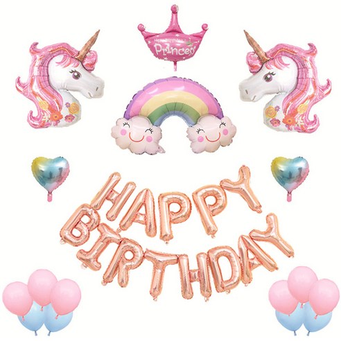 마켓감성 무지개 생일파티 풍선세트, 타입4, 1세트
