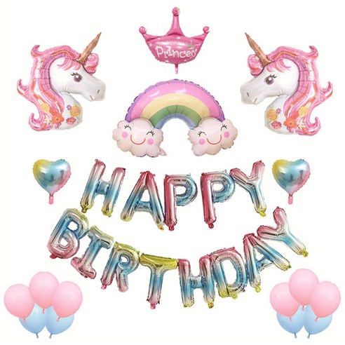 마켓감성 무지개 생일파티 풍선세트, 타입2, 1세트