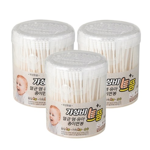 가성비를추구하는사람들 으뜸 멸균 유아 종이면봉, 300개입, 3개