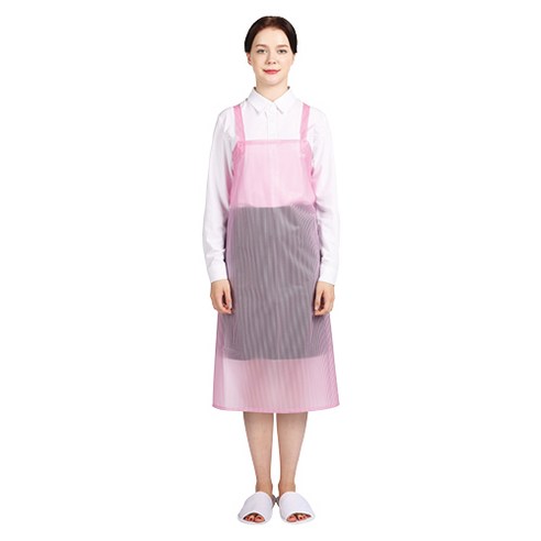 웰프런 우레탄 방수앞치마 스트라이프 중, 반투명 핑크, 1개