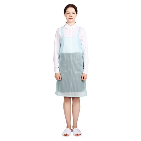 웰프런 우레탄 방수앞치마 스트라이프 소, 반투명 스카이블루, 1개
