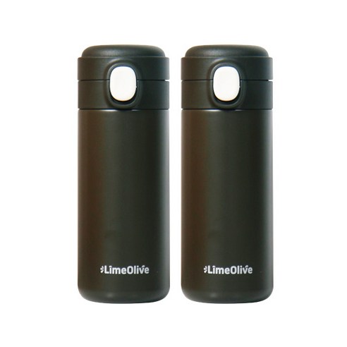 라임올리브 뮤티드 파스텔 보온보냉병 2p, 블랙, 350ml
