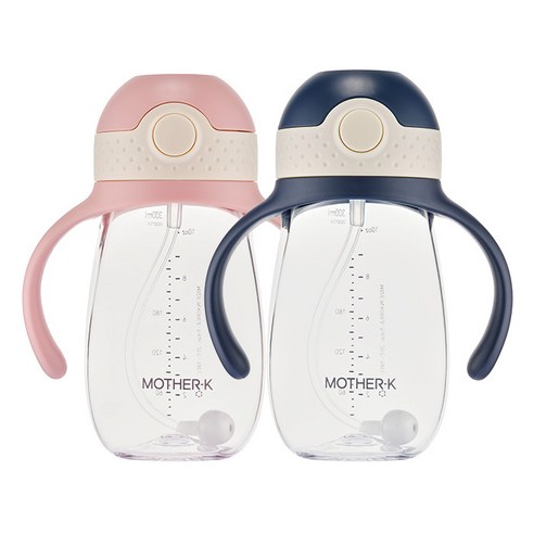 마더케이 허그 추 트라이탄 빨대컵 300ml, 네이비, 핑크, 2개